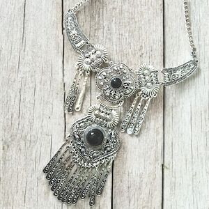 Boho Silver Statement Necklace NWT